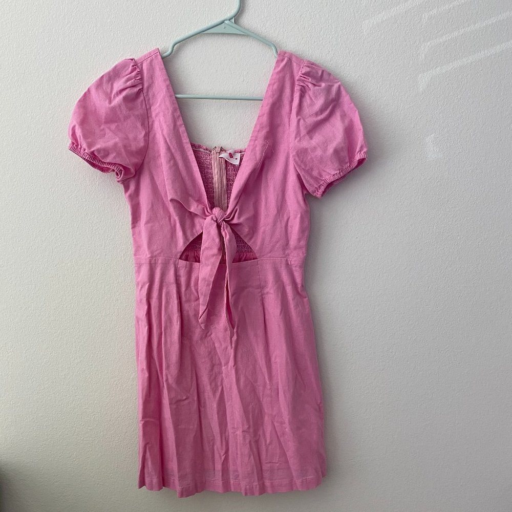 SASHA TIE FRONT MINI DRESS - PINK